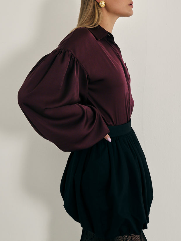 Fiori Flowing Volume Sleeve Blouse | Merlot