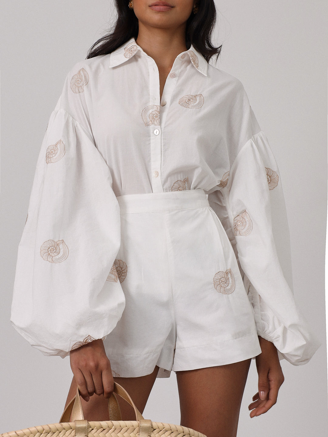 Avia Embroidered Cotton Shorts | White