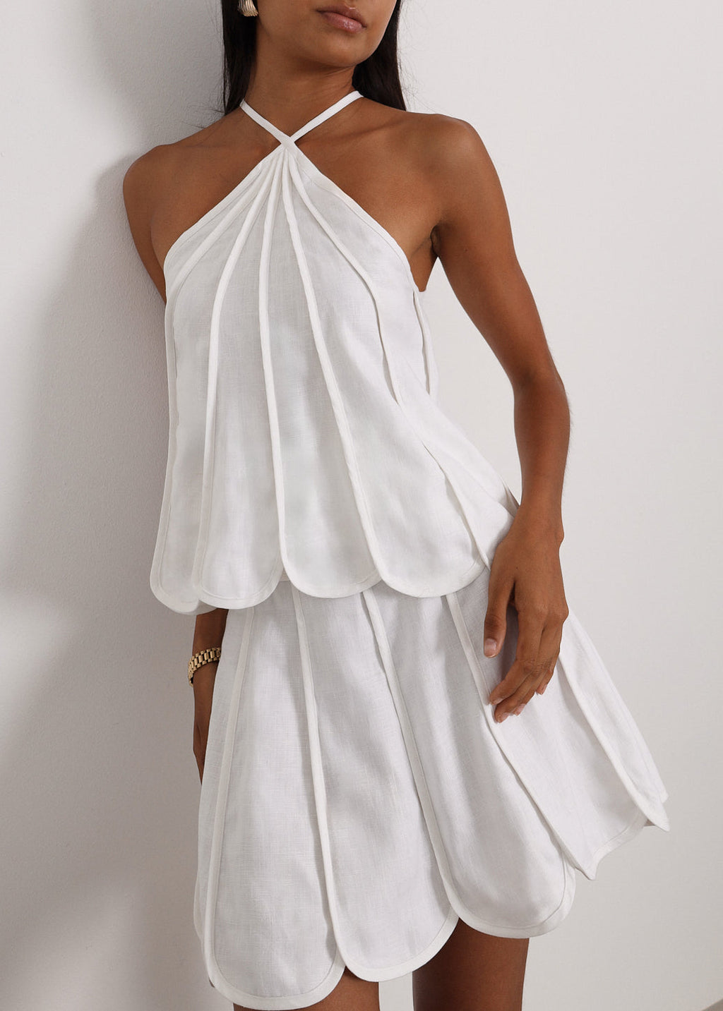 Avina Panelled Resort Skirt | White