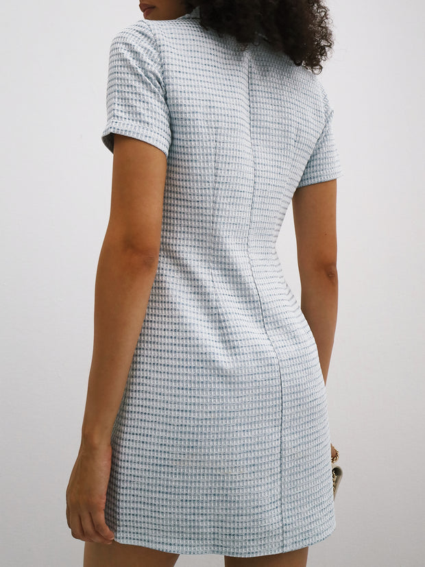 Blenda Button Through Day Dress | Blue Mix