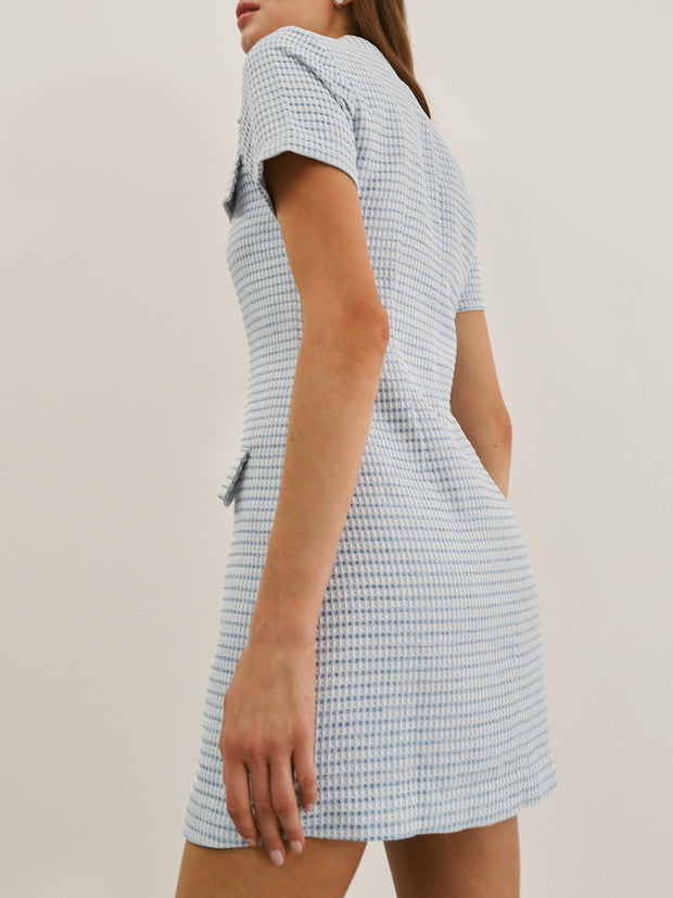 Blenda Button Through Day Dress | Blue Mix