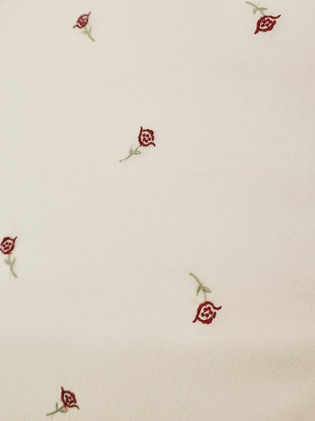 Calista Embroidered Elegance Blouse | Cream Rose