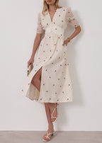 Calista Embroidered Dress | Cream Rose