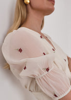 Calista Embroidered Dress | Cream Rose