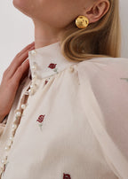 Calista Embroidered Elegance Blouse | Cream Rose