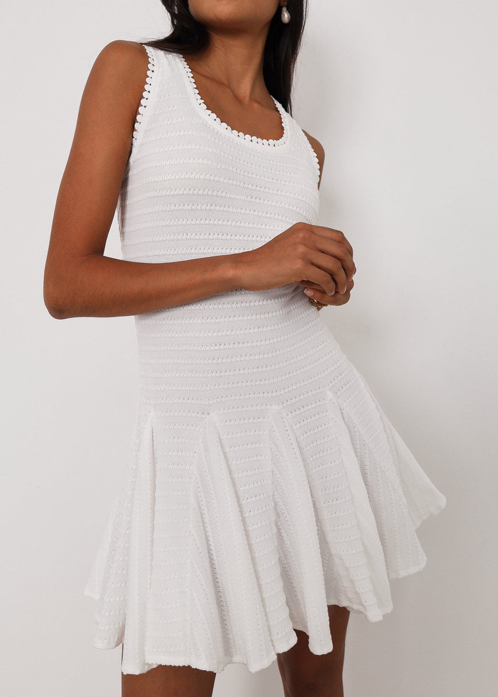 Camille Knitted Elegance Dress | White