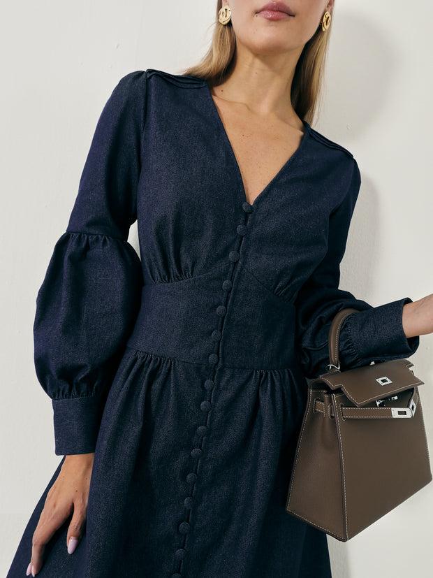 Carline Denim Day Dress | Navy Denim