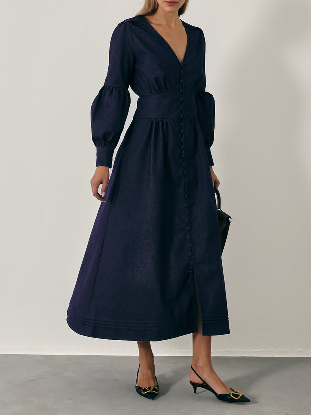 Carline Denim Day Dress | Navy Denim