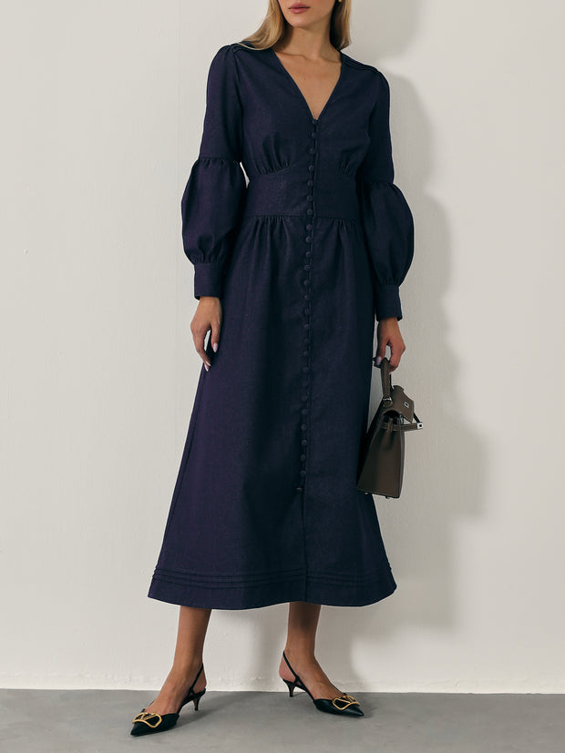 Carline Denim Day Dress | Navy Denim