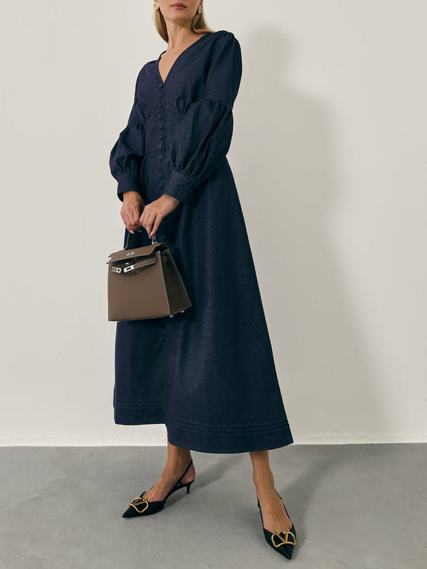 Carline Denim Day Dress | Navy Denim