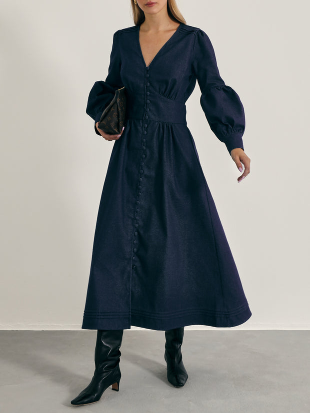 Carline Denim Day Dress | Navy Denim