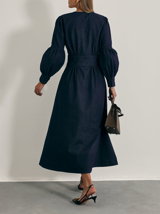 Carline Denim Day Dress | Navy Denim