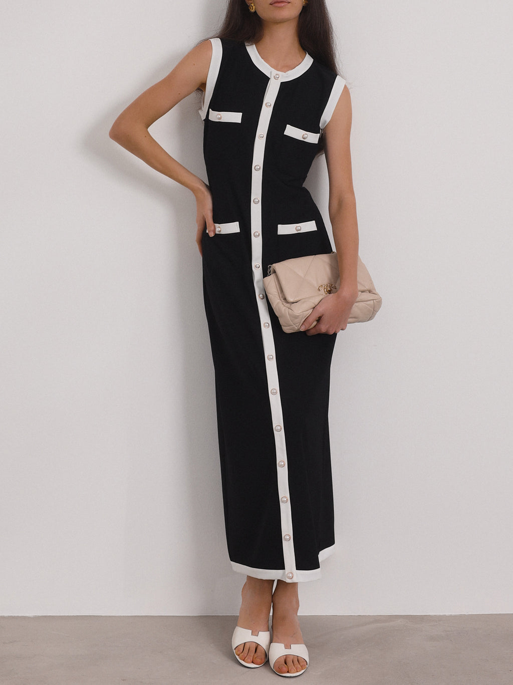 Carlton Contrast Maxi Dress | Black & White