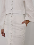 Carra Linen Button Through Skirt | Ivory