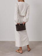 Carra Linen Button Through Skirt | Ivory