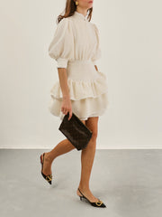 Charlotte Textured Frill Dress | Cream