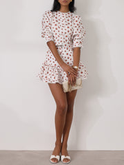 Chelska Tiered Stripe Skort | White/Red