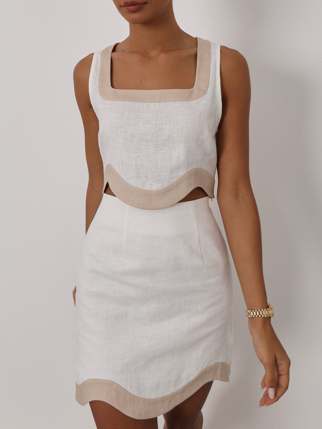 Cleo Contrast Wave Top | Café Au Lait