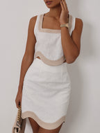 Cleo Contrast Wave Skirt | Café Au Lait