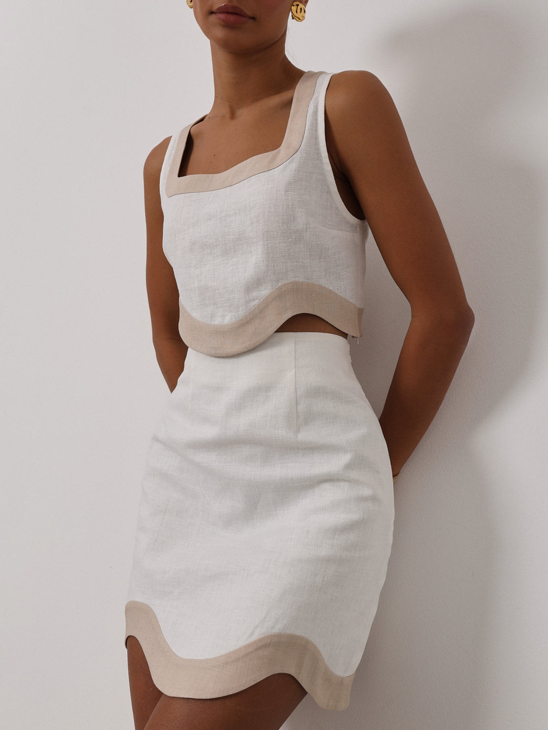 Cleo Contrast Wave Top | Café Au Lait