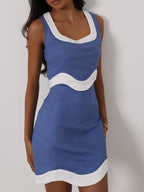Cleo Contrast Wave Skirt | Riviera Blue