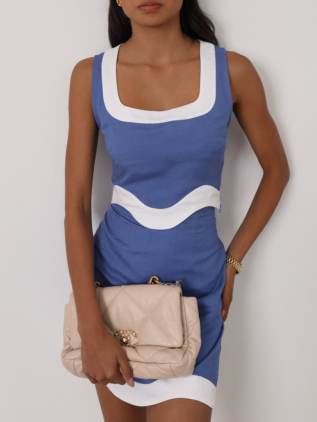 Cleo Contrast Wave Top | Riviera Blue