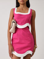 Cleo Contrast Wave Skirt | Pink & White