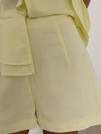 Everly High Waist Linen Shorts | Lemon