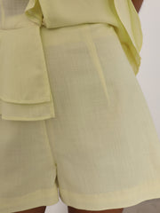 Everly High Waist Linen Shorts | Lemon