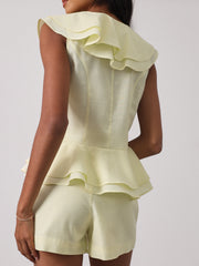Everly High Waist Linen Shorts | Lemon