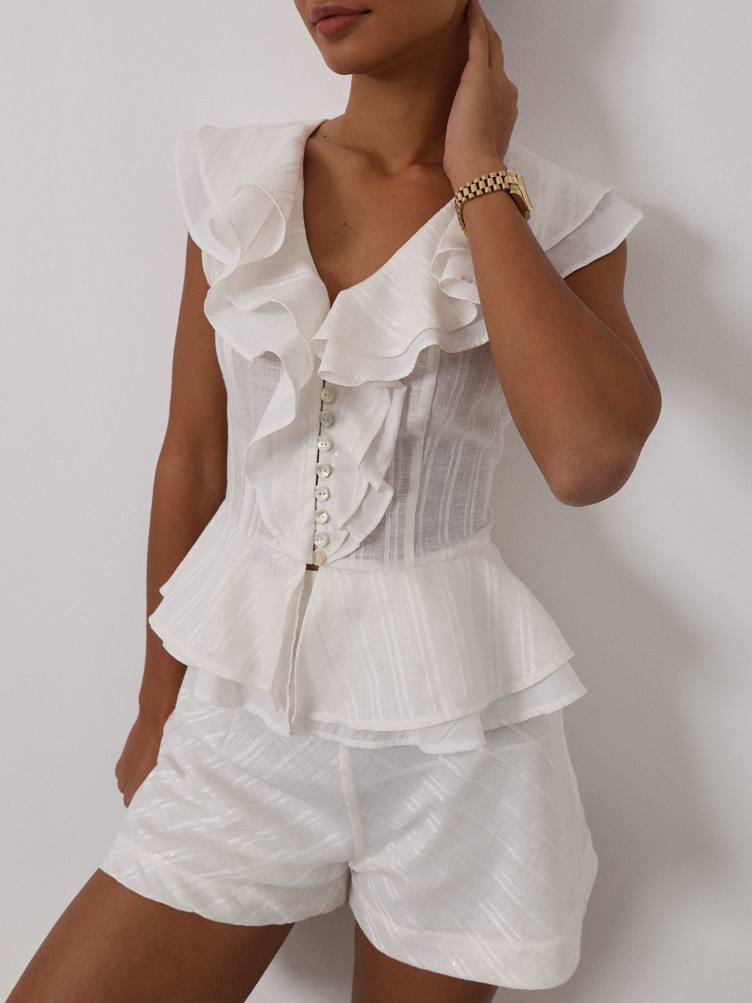 Colette High Waist Shorts | Ivory