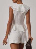 Colette Frill Shoulder Top | Ivory