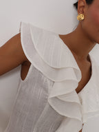 Colette Frill Shoulder Top | Ivory
