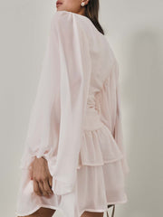 Delia Soirée Frill Dress | Powder Pink