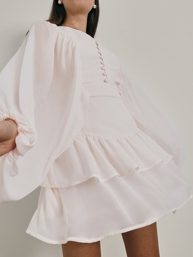 Delia Soirée Frill Dress | Powder Pink