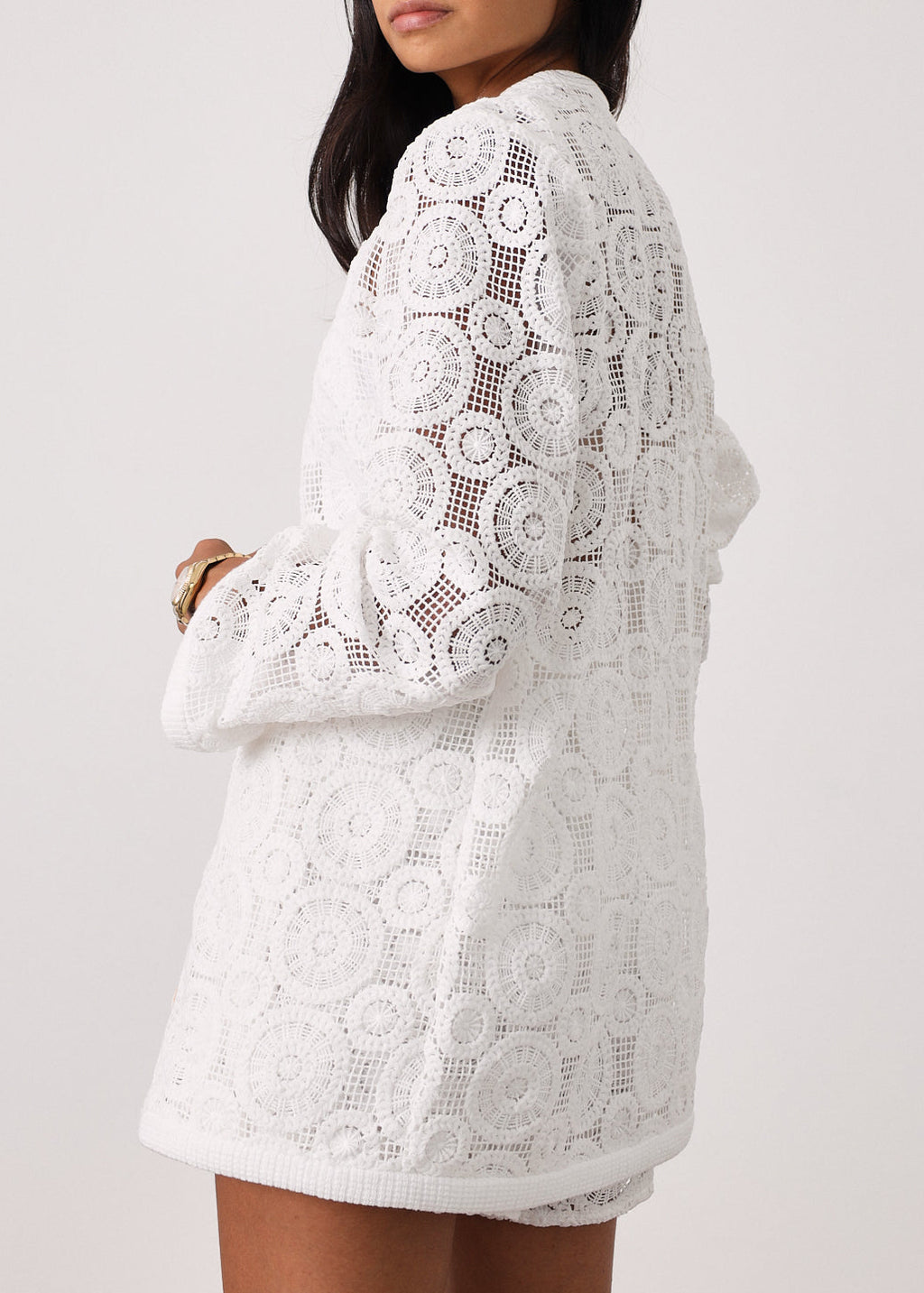Delano Lace Cardigan | White
