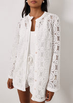 Delano Lace Cardigan | White