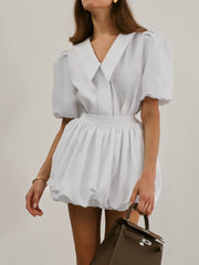 Diala Puff Sleeve Shirt Blouse | White