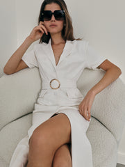 Emma Allure Belted Dress | Cream