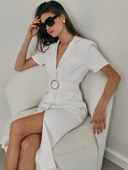 Emma Allure Belted Dress | Cream