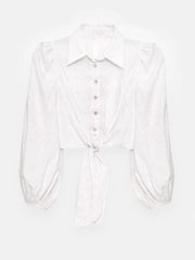 Elody Linen Tie Front Summer Icon Shirt | White
