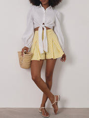 Elody Linen Tie Front Summer Icon Shirt | White