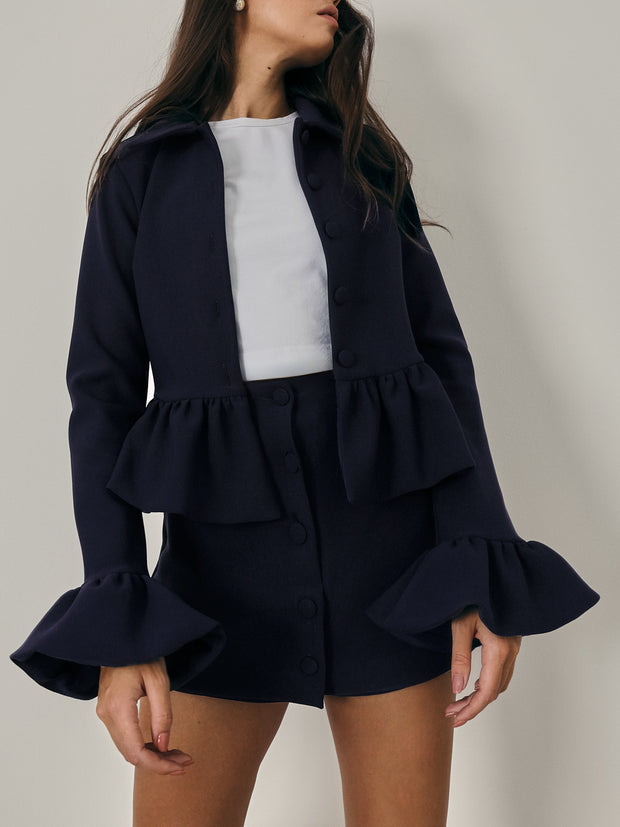 Eveline Peplum Jacket | Navy