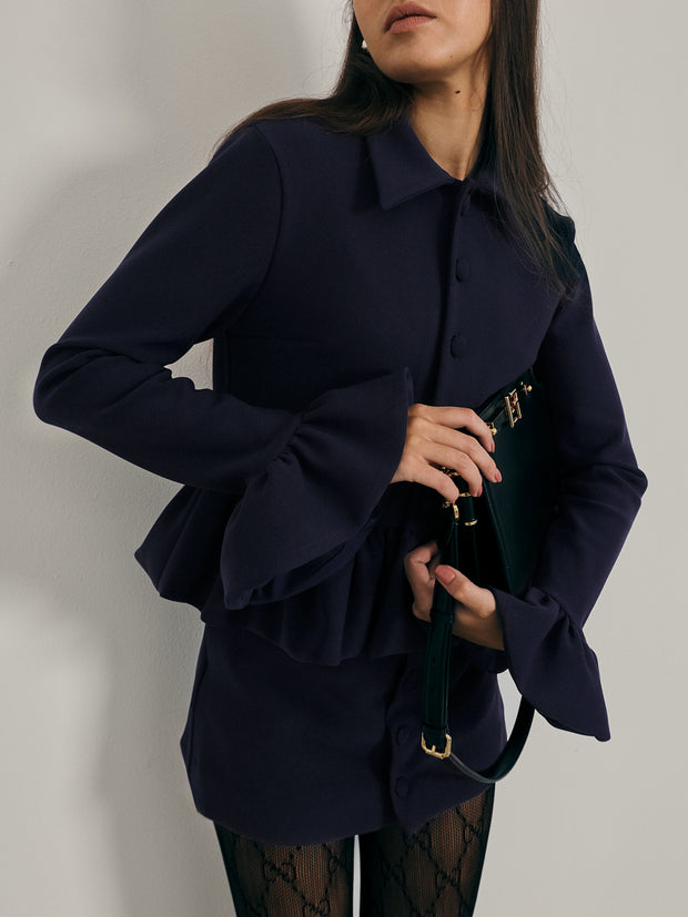 Eveline Peplum Jacket | Navy