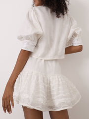 Fahara Linen Tiered Skort | Island White