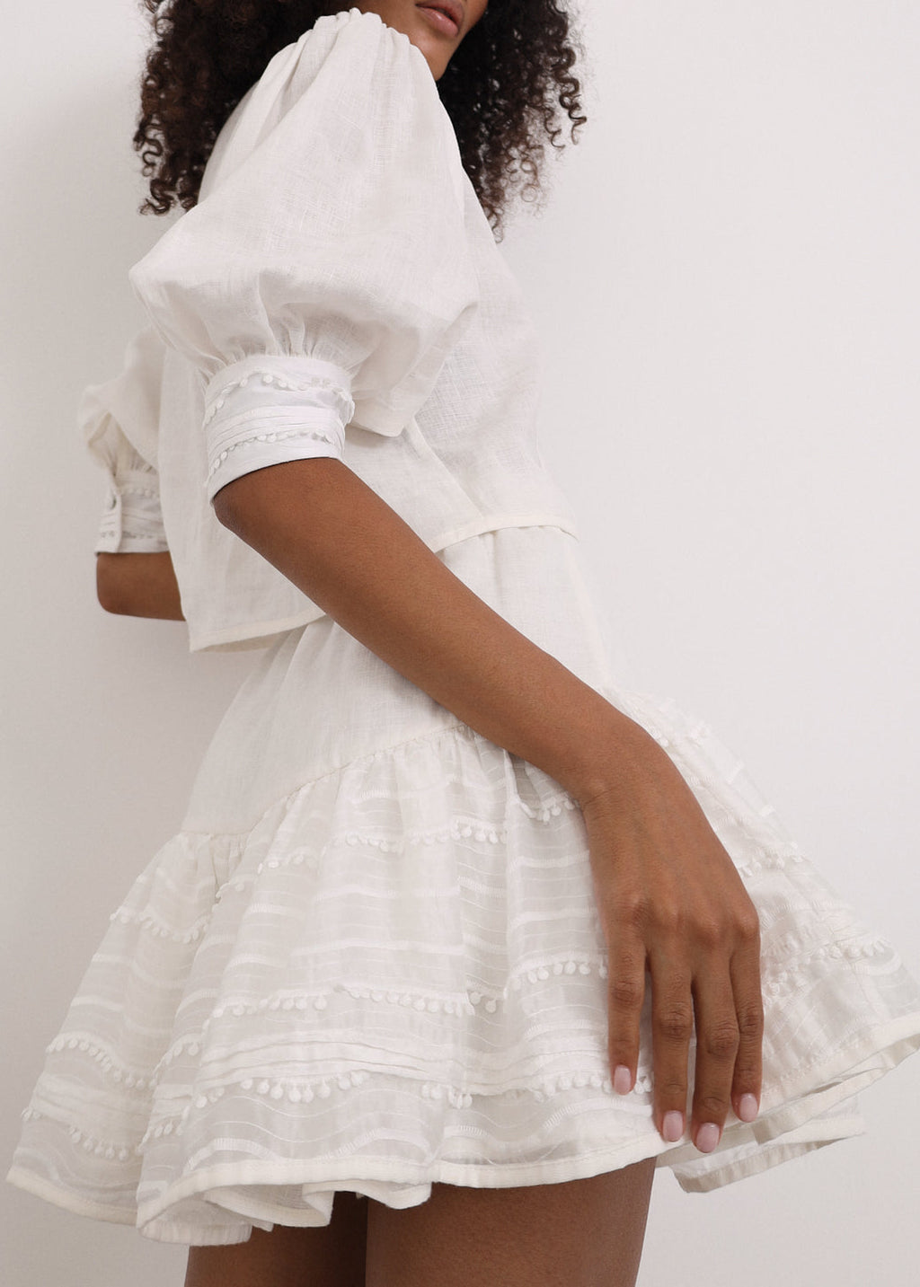 Fahara Linen Tiered Skort | Island White