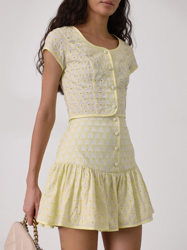 Francine Tiered Skort With Embroidery | Limoncello