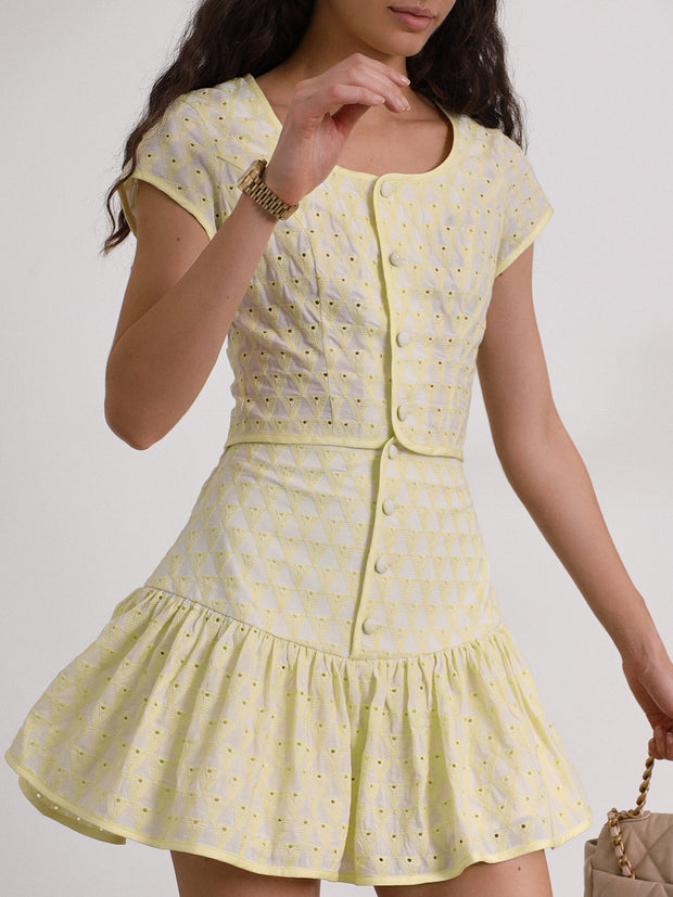 Francine Tiered Skort With Embroidery | Limoncello