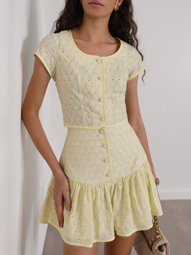 Francine Tiered Skort With Embroidery | Limoncello