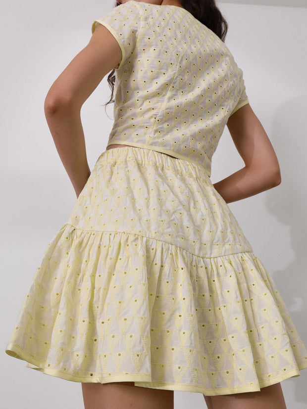 Francine Tiered Skort With Embroidery | Limoncello